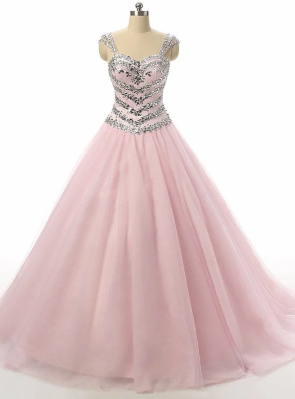 women's party dressesBlush Pink Ball Gown Crystal Beading Sequins Quinceanera Dresses