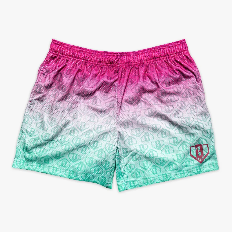 Relaxed Men's Casual ShortsGradient Shorts - Watermelon