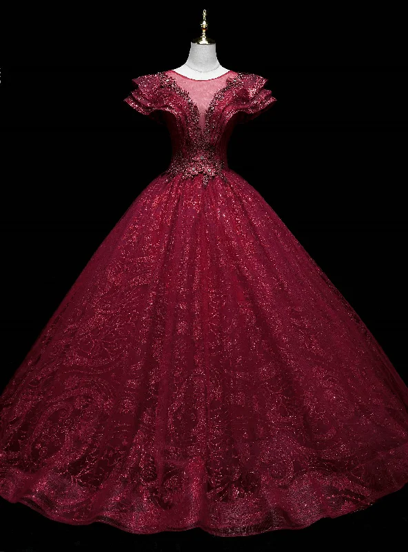 Casual DressBurgundy Sequins Beading Quinceanera Dress