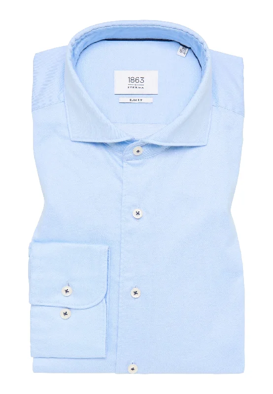 Men's Solid-Color Button-Down Shirts for Versatility'Soft Luxury Shirt' In Light Blue - Slim Fit - Two Ply Cotton Twill Everyday Shirt with Cutaway Collar by Eterna 1863 Men's Solid-Color Button-Down Shirts for Versatility'Soft Luxury Shirt' In Light Blue - Slim Fit - Two Ply Cotton Twill Everyday Shirt with Cutaway Collar by Eterna 1863