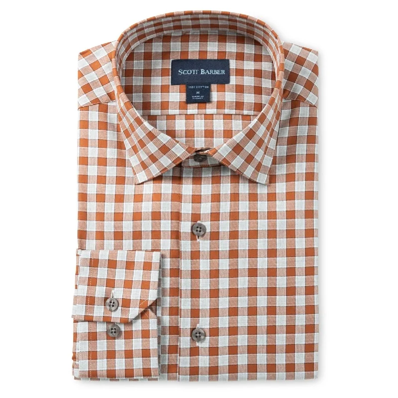 Men's Casual Friday Shirts for Relaxed Office DaysMélange Exploded Check Cotton Sport Shirt in Auburn by Scott Barber Men's Casual Friday Shirts for Relaxed Office DaysMélange Exploded Check Cotton Sport Shirt in Auburn by Scott Barber