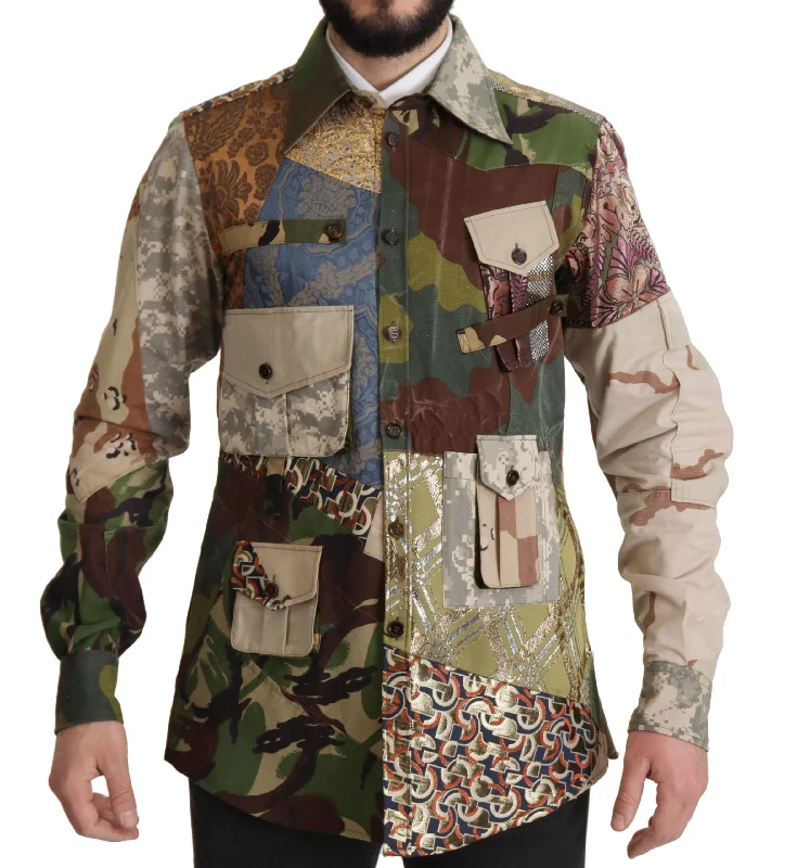 Men's Spread-Collar Shirts for a Bold StatementDolce & Gabbana Patchwork Camouflage Casual Men's Shirt Men's Spread-Collar Shirts for a Bold StatementDolce & Gabbana Patchwork Camouflage Casual Men's Shirt