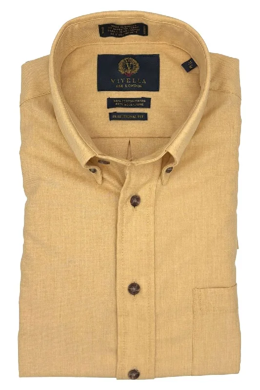 Men's Timeless Dress Shirts for Enduring StyleSolid Cotton and Wool Blend Button-Down Shirt in Dijon by Viyella