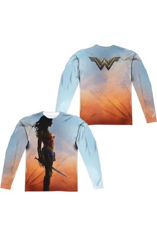 Wonder Woman Movie Poster (Front/Back Print) Long Sleeve Adult Poly Crew Tee / T-Shirt