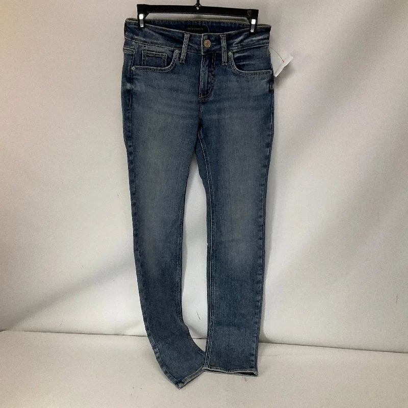 New Arrival Designer Men's JeansJeans Skinny By Silver In Blue Denim, Size: 2