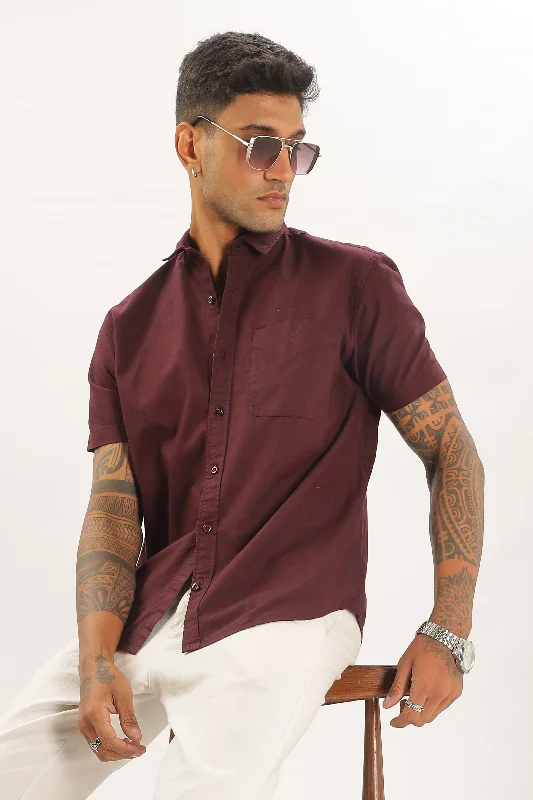 Men's Oxford Shirts for a Preppy StyleMaroon Half Sleeve Regular Fit Shirt