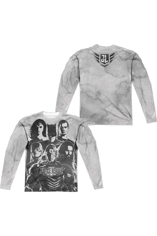 Justice League Movie The League (Front/Back Print) Long Sleeve Adult Poly Crew Tee / T-Shirt