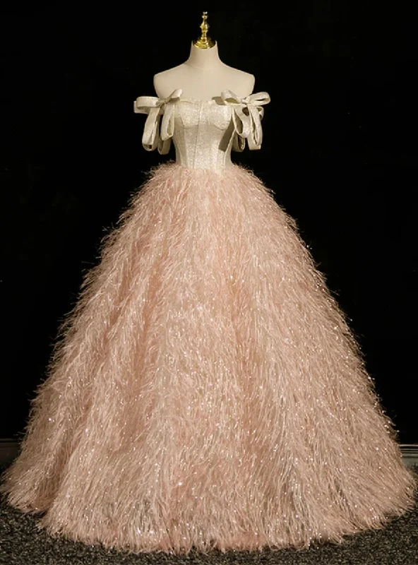 Embellished DressChampagne Pink Off the Shoulder Quinceanera Dress