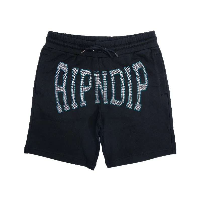 Men's Relaxed-Fit Casual ShortsSummer Revenge Rhinestone Sweatshorts (Black)