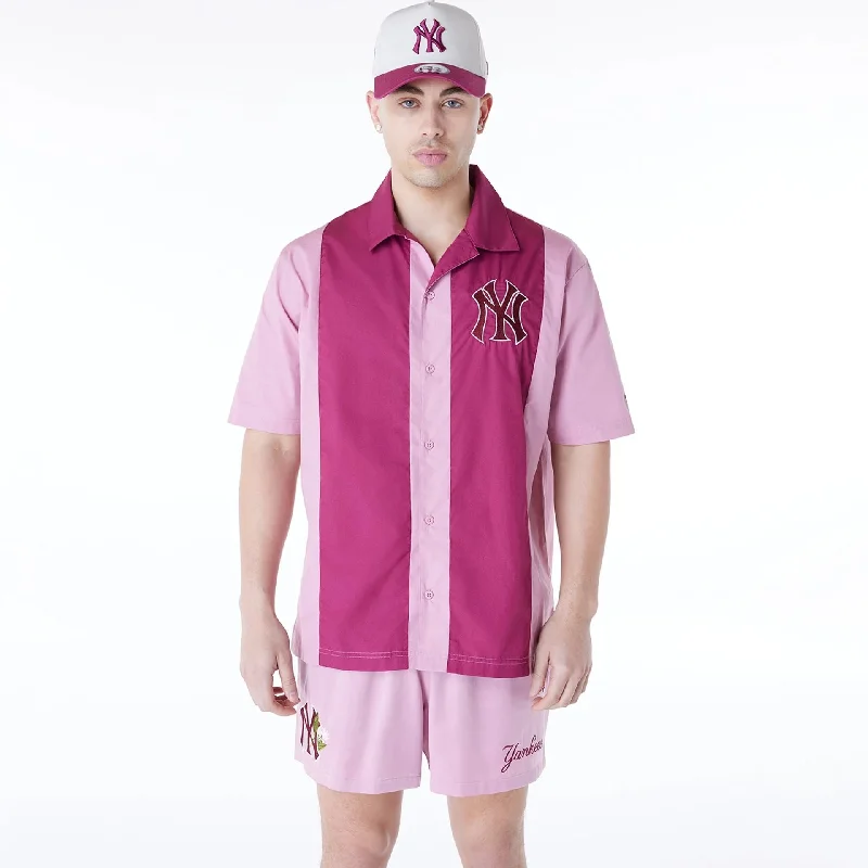 Men's Crew Neck T-Shirts for Everyday WearNew York Yankees Stripe Revere Dark Pink Short Sleeve Shirt Men's Crew Neck T-Shirts for Everyday WearNew York Yankees Stripe Revere Dark Pink Short Sleeve Shirt