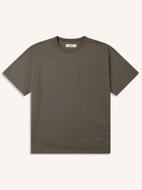Fly Tee in Dark Olive Heavyweight Cotton