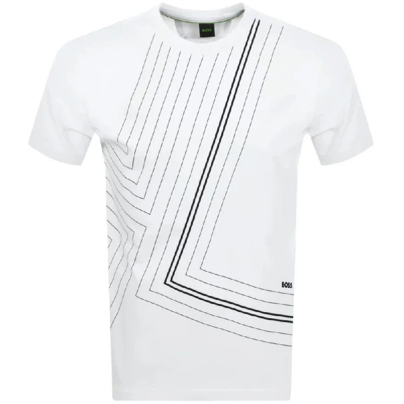Hugo Boss Men's Tee 7 Stripe Print Tee, White