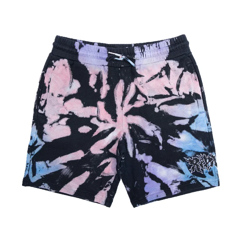 Versatile Men's Linen ShortsBlaze Sweatshorts (Black/Peach/Purple Tie Dye)