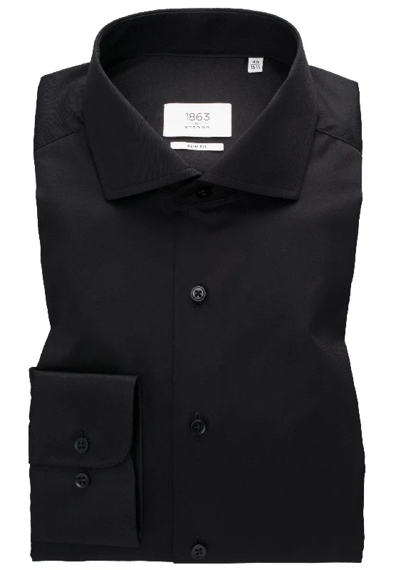 Men's Camouflage Shirts for an Outdoor Appeal'Luxury Shirt' In Black - Slim Fit - Two Ply Cotton Twill Dress Shirt with Cutaway Collar by Eterna 1863 Men's Camouflage Shirts for an Outdoor Appeal'Luxury Shirt' In Black - Slim Fit - Two Ply Cotton Twill Dress Shirt with Cutaway Collar by Eterna 1863