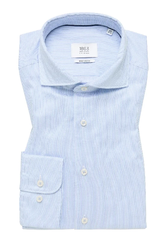 Men's Minimalist Shirts for a Clean Look'Soft Luxury Shirt' In Sky Striped - Modern Fit - Two Ply Cotton Twill Everyday Shirt with Cutaway Collar by Eterna 1863 Men's Minimalist Shirts for a Clean Look'Soft Luxury Shirt' In Sky Striped - Modern Fit - Two Ply Cotton Twill Everyday Shirt with Cutaway Collar by Eterna 1863