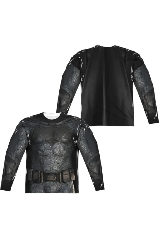 Justice League Movie Batman Uniform (Front/Back Print) Long Sleeve Adult Poly Crew Tee / T-Shirt