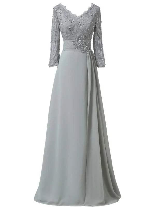 women's bodycon dressesCheap Elegant V-Neck Appliques A-Line Mother Of The Bride Dress
