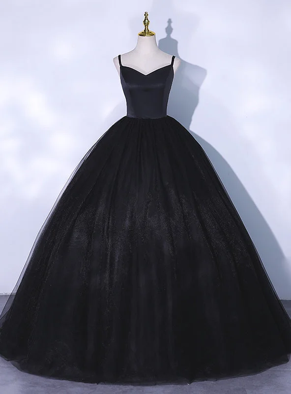 women's empire-line dressesBlack Tulle Straps Quinceanera Dress