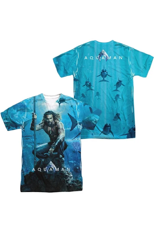 Aquaman Movie Poster (Front/Back Print) Short Sleeve Adult Poly Crew Tee / T-Shirt