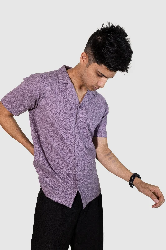 Men's Bold-Color Shirts for a Statement PieceCuban Stripe Shirt - Lavendar