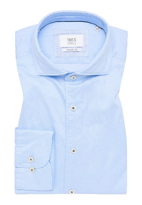 Men's Layering Shirts for Seasonal Transitions'Soft Luxury Shirt' In Light Blue - Modern Fit - Two Ply Cotton Twill Everyday Shirt with Cutaway Collar by Eterna 1863 Men's Layering Shirts for Seasonal Transitions'Soft Luxury Shirt' In Light Blue - Modern Fit - Two Ply Cotton Twill Everyday Shirt with Cutaway Collar by Eterna 1863