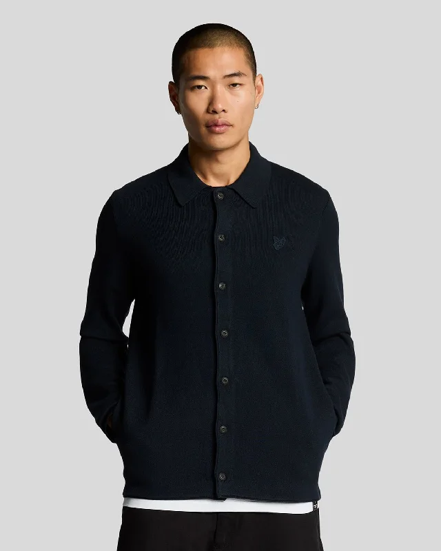 Layered Men's Henley ShirtsTonal Eagle Double Knit Shirt