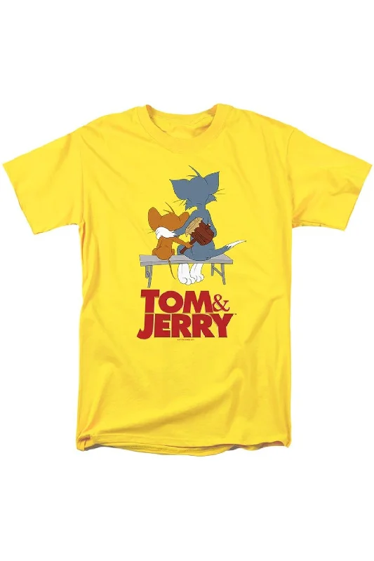 Tom And Jerry Movie Park Bench Short Sleeve Adult Tee / T-Shirt