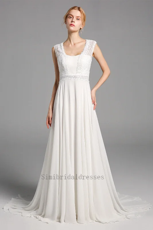 Neon DressCharming Lace Chiffon Open Back Long Beach Wedding Dresses Y0130