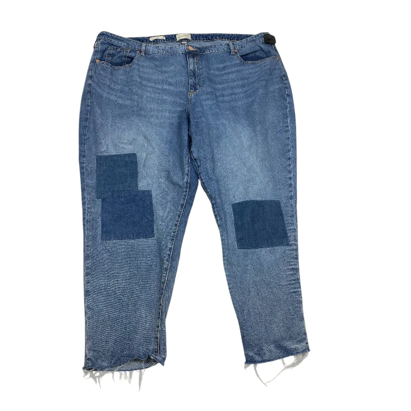 Leather Patch Embellished Men's JeansJeans Boyfriend By Universal Thread In Blue Denim, Size: 24