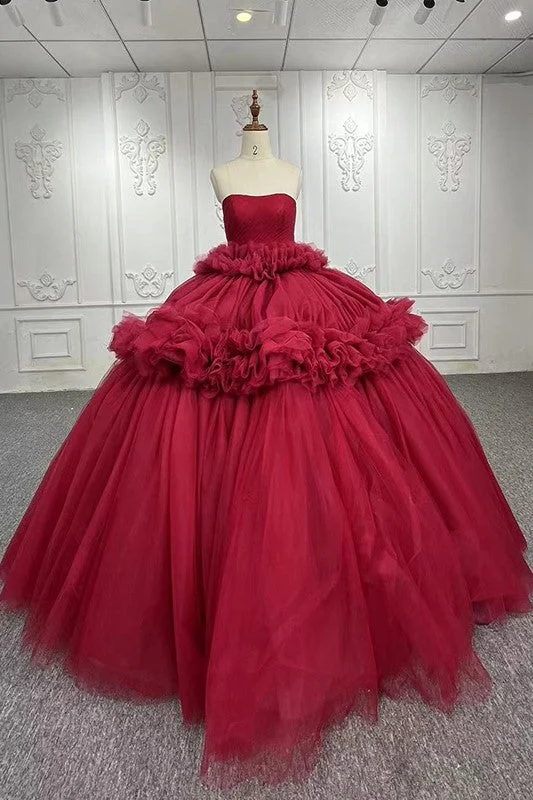 Animal Print DressSimple Red Off-the-shoulder Ball Gown Pleat Strapless Quinceanera Dresses
