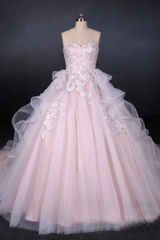 women's easy-to-wear dressesBall Gown Sweetheart Tulle Wedding Dresses with Lace Appliques Puffy Bridal Dresses N2306