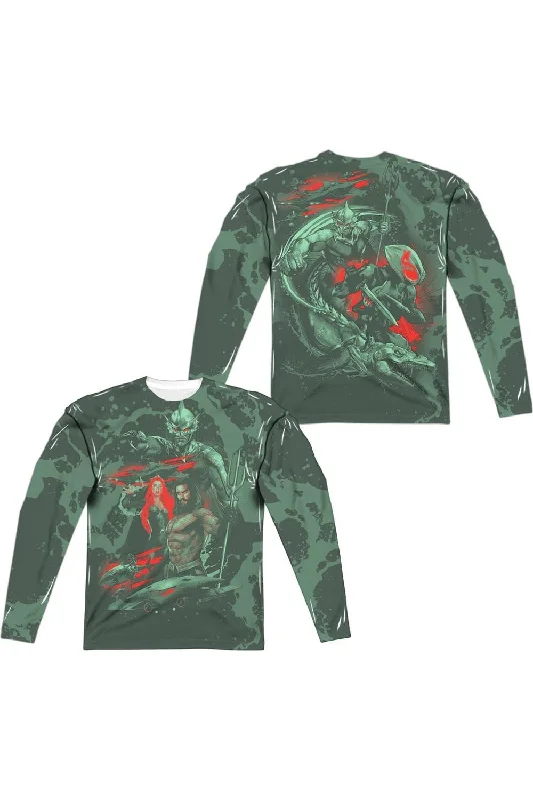 Aquaman Movie Good And Evil (Front/Back Print) Long Sleeve Adult Poly Crew Tee / T-Shirt