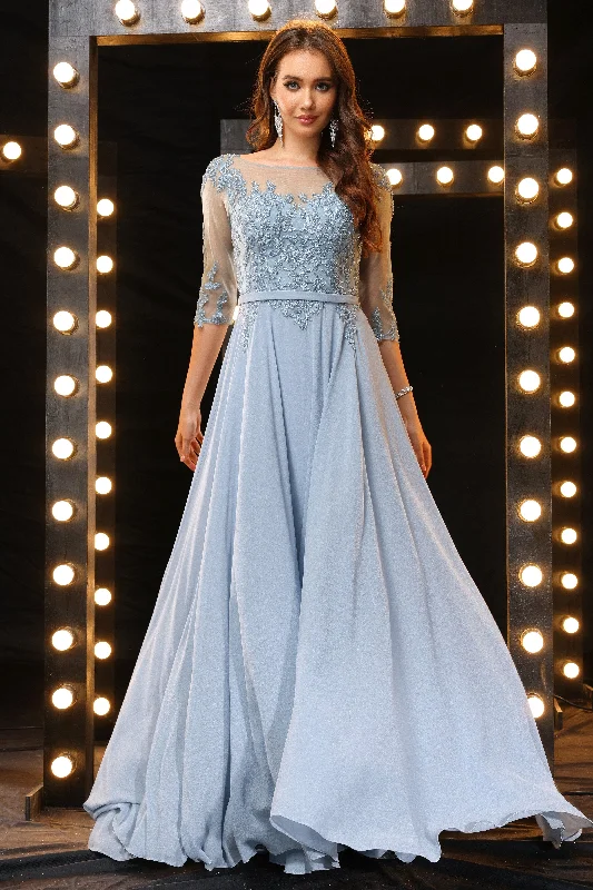 women's stylish dressesHalf Sleeves Elegant A Line Chiffon Mother of The Bride Dresses