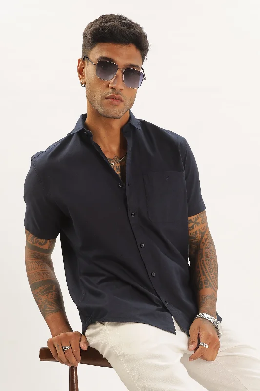 Men's Camouflage Shirts for an Outdoor AppealBlack Half Sleeve Regular Fit Shirt