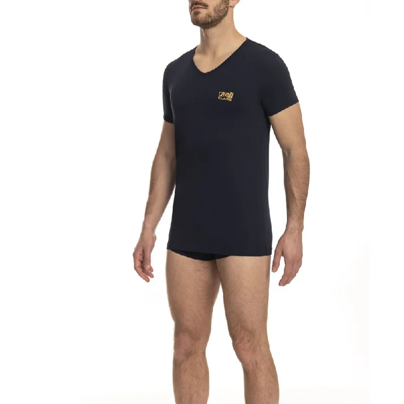 Cavalli Class Chic V-Neck Logo Tee in Men's