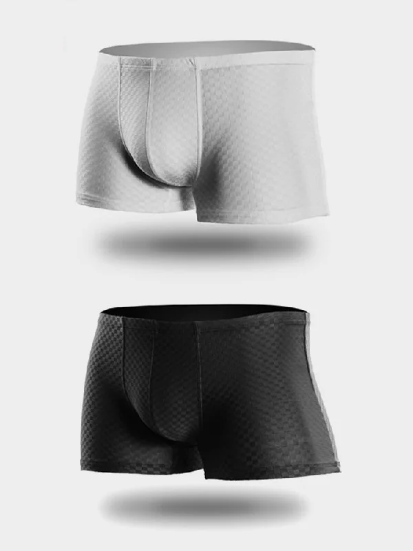 2 Pack Breathable Grid Ice Silk Men's Underwear