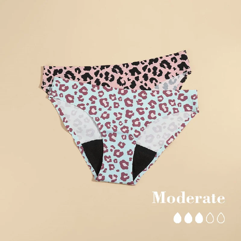 2 Pack Light Flow Period Panties Bikini - Leopard Print