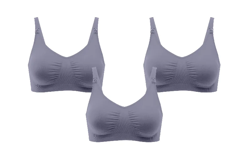 3 Pack Nursing Delight | Kirsti Seamless Super Stretch Nursing Bra | Grey