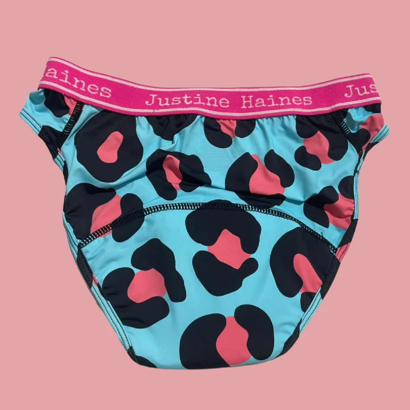 Low-Rise Period Panties in Cool Blue Animal XSMALL, MEDIUM, 3XLARGE