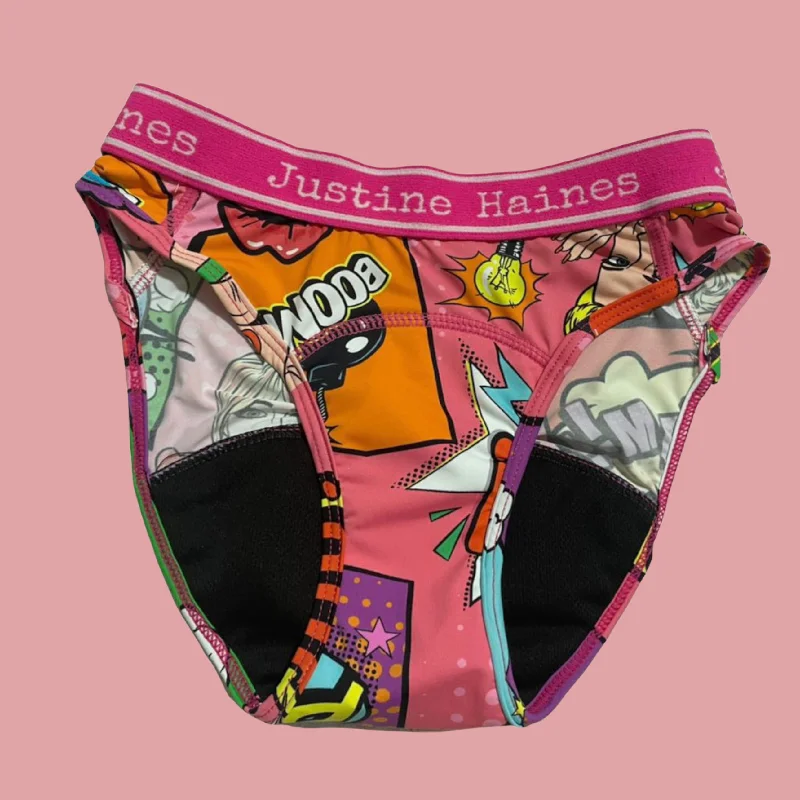 Low-Rise Period Panties in Hot Pink Pop Art IN X-SMALL