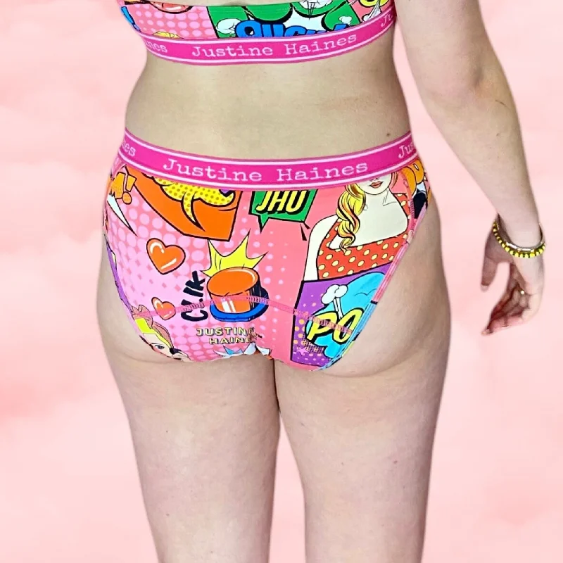 Low-Rise Period Panties in Hot Pink Pop Art IN X-SMALL