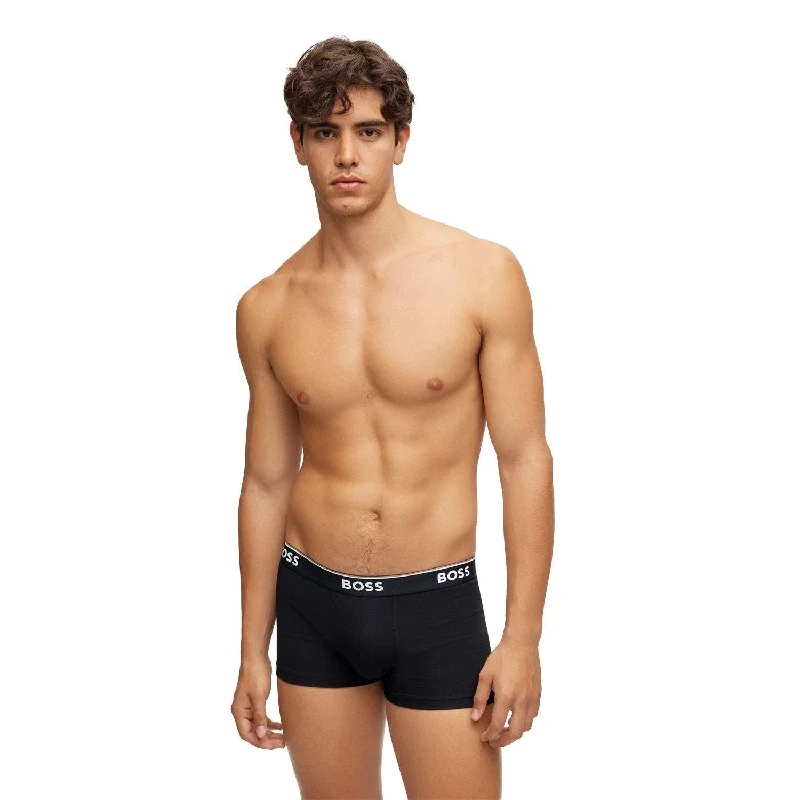 BOSS 3 Pack Power Cotton Stretch Trunks - Black