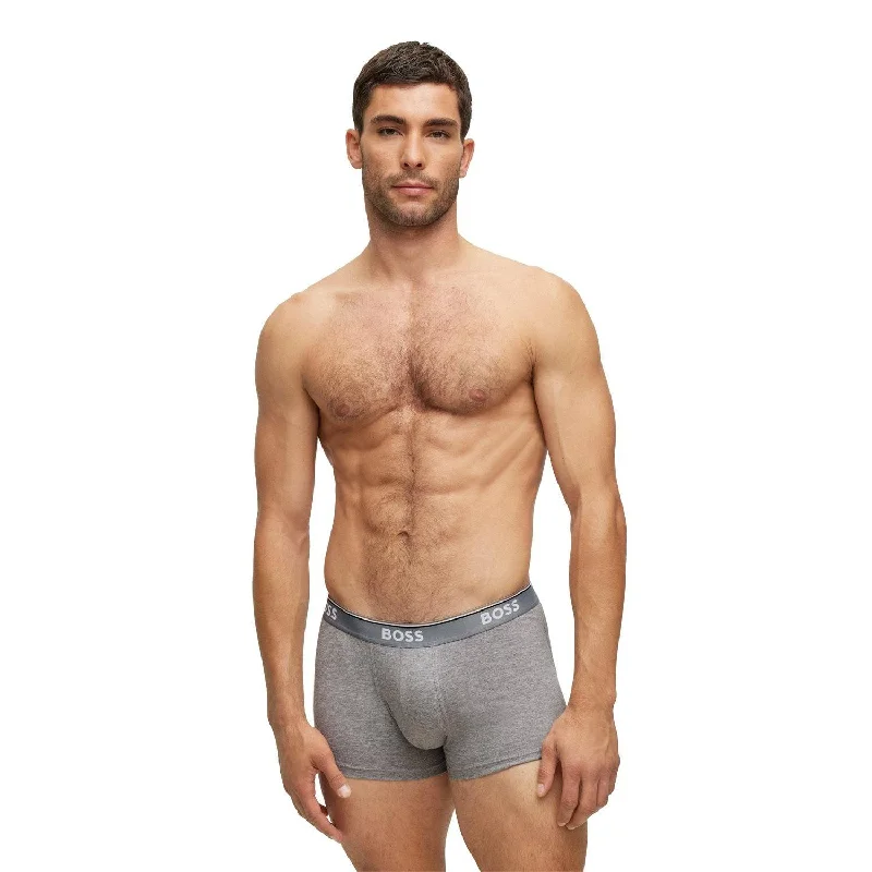 BOSS 3 Pack Power Cotton Stretch Trunks - Grey/Black Mix