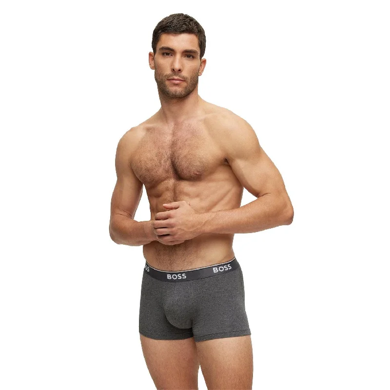 BOSS 3 Pack Power Cotton Stretch Trunks - Grey/Black Mix