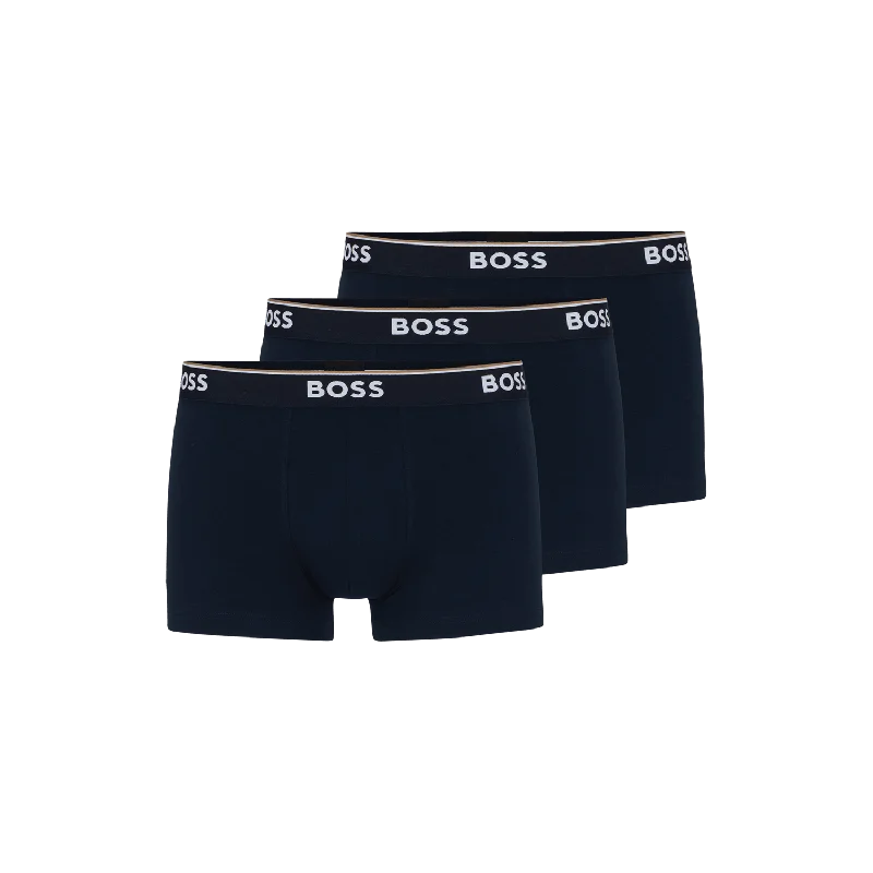 BOSS 3 Pack Power Cotton Stretch Trunks - Navy