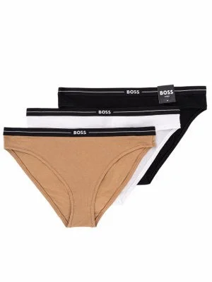 BOSS Womens Cotton Stretch Brief 3 Pack - Black/White/Beige