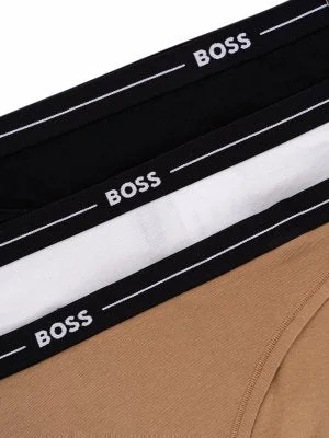 BOSS Womens Cotton Stretch Brief 3 Pack - Black/White/Beige