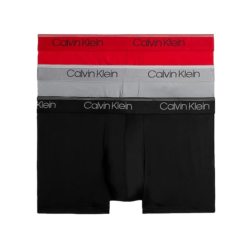 Calvin Klein Micro Stretch Low Rise Trunks 3 Pack - Black / Red