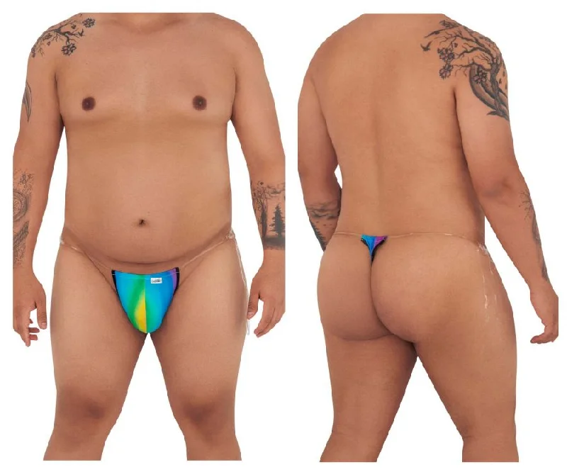 CandyMan 99571X Invisible Strap Micro G-String Rainbow Print Plus Sizes