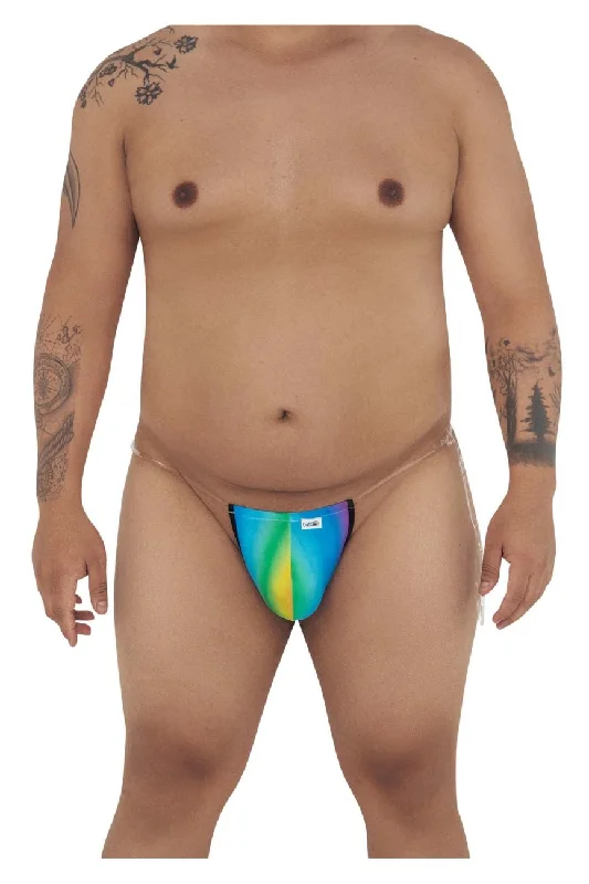 CandyMan 99571X Invisible Strap Micro G-String Rainbow Print Plus Sizes